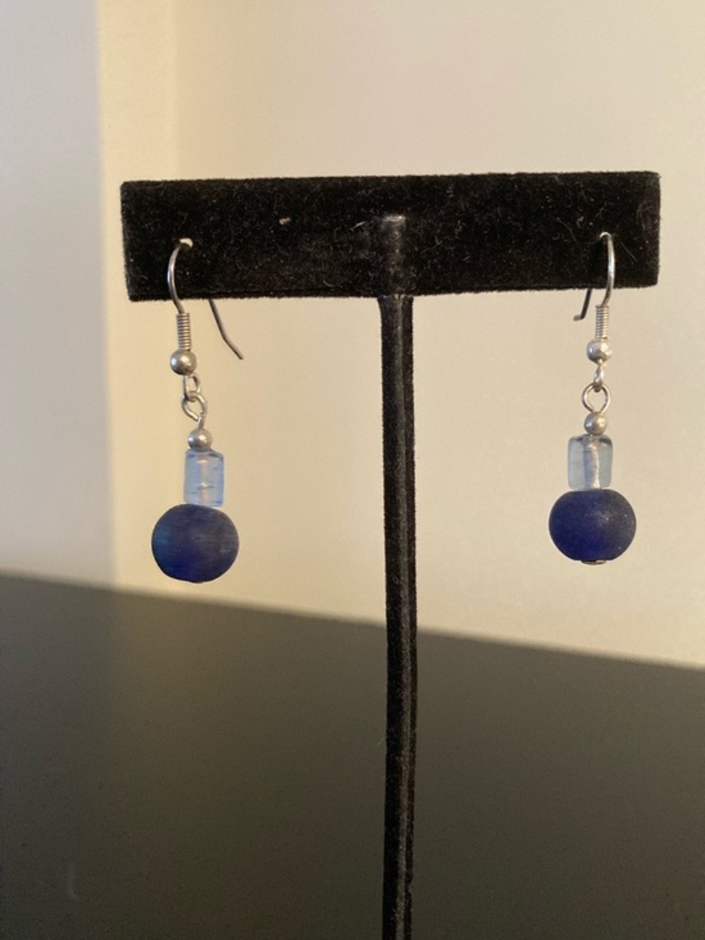 Blue Bead Drop Earrings - Lightweight Women's Jewelry